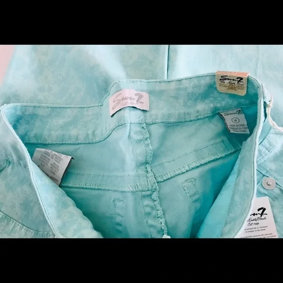 Seven7 | Cropped Pants Size 6 x 22 Mint Abstract - Picture 7 of 8